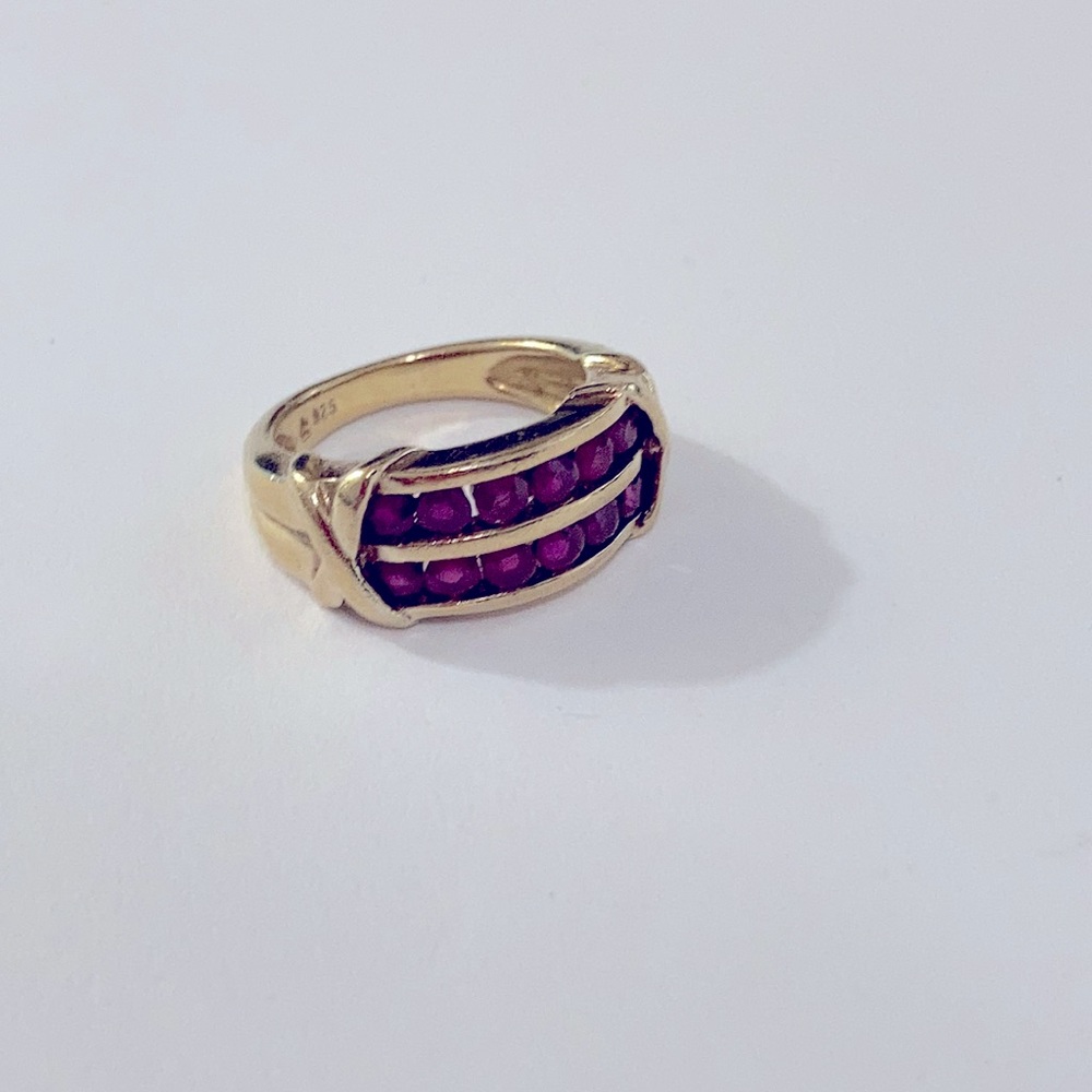 Vintage gold over sterling garnet color ring